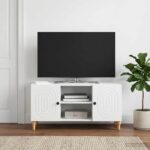 vidaXL TV skrinka Biela 102 x 34,5 x 50 cm Kompozitné drevo – Obrázok 4