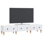 vidaXL TV skrinka Biela 147 x 34,5 x 30 cm Kompozitné drevo – Obrázok 3