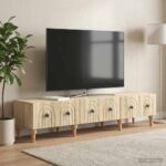 vidaXL TV skrinka Dub sonoma 147 x 34,5 x 30 cm Kompozitné drevo – Obrázok 4