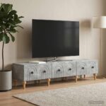 vidaXL TV skrinka Betónovo sivá 147 x 34,5 x 30 cm Kompozitné drevo – Obrázok 4