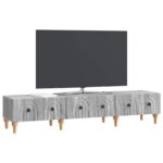 vidaXL TV skrinka Sivá sonoma 147 x 34,5 x 30 cm Kompozitné drevo – Obrázok 3