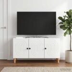 vidaXL TV skrinka Biela s vysokým leskom 99 x 34,5 x 50 cm