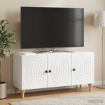vidaXL TV skrinka Biela s vysokým leskom 99 x 34,5 x 50 cm – Obrázok 4