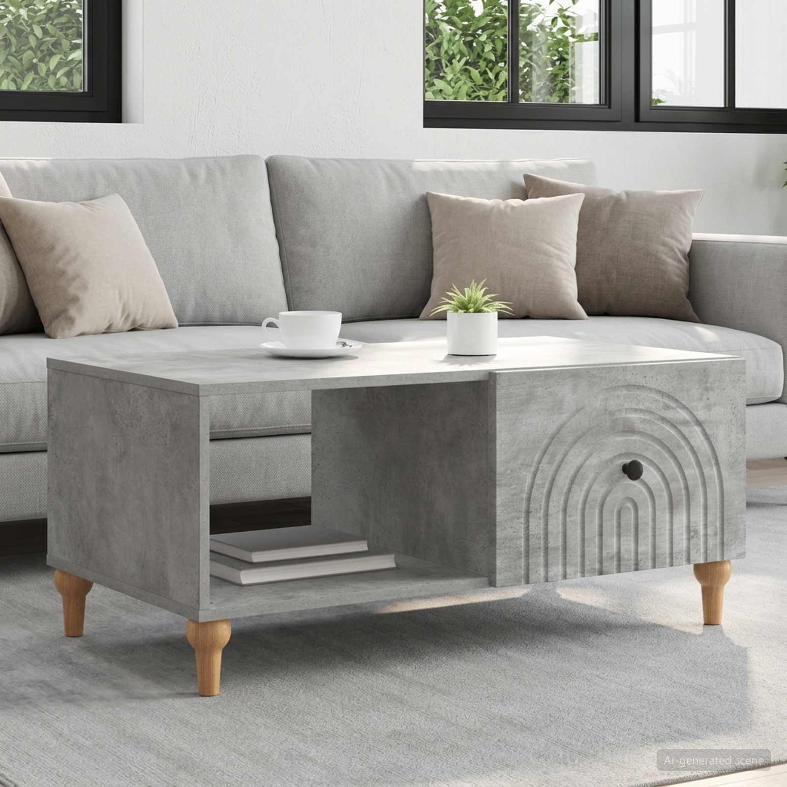 894268_1.jpg vidaXL Konferenčný stolík Betónovo sivá 90 x 50 x 40 cm – Obrázok 1