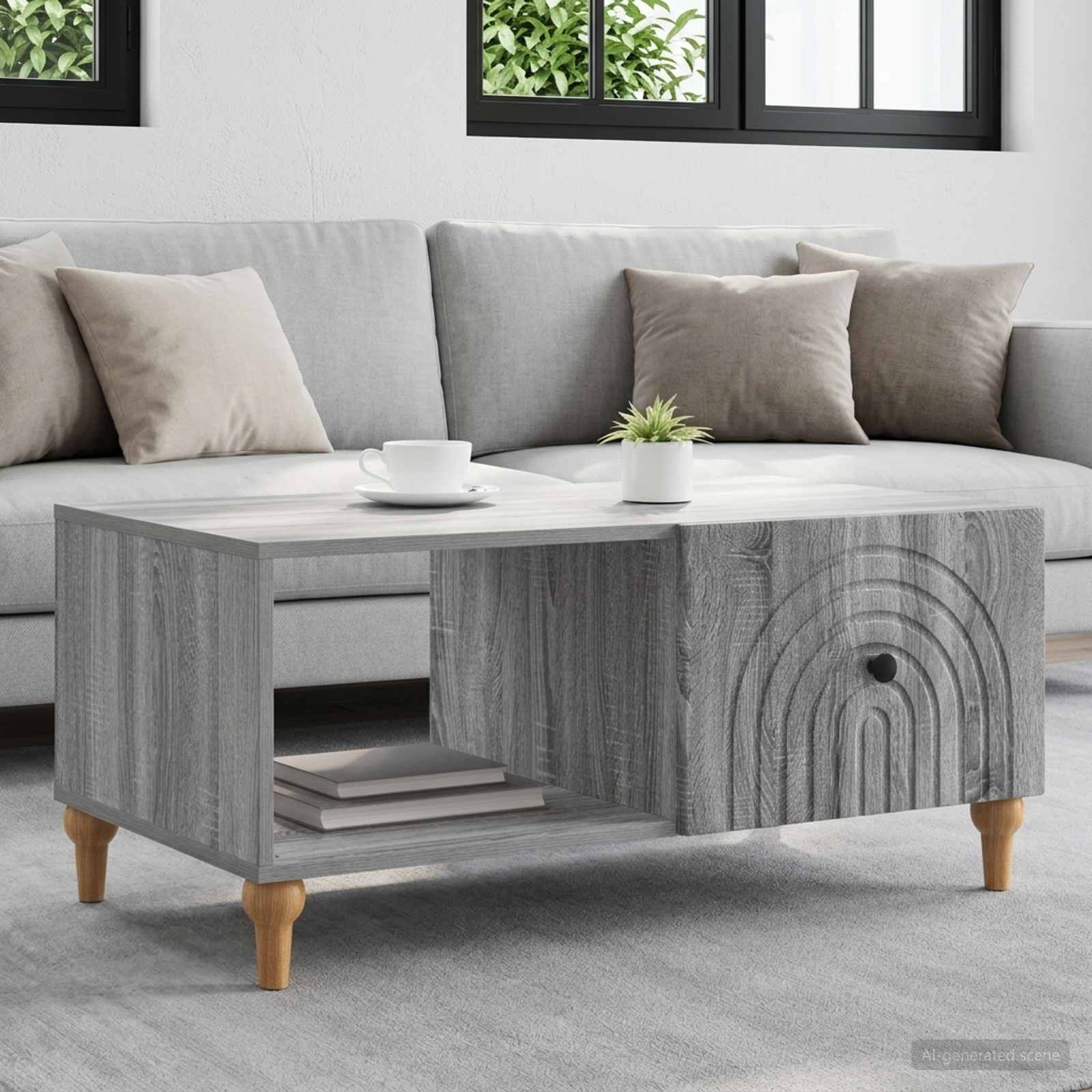 894271_1.jpg vidaXL Konferenčný stolík Sivá sonoma 90 x 50 x 40 cm Kompozitné drevo – Obrázok 1