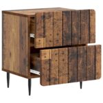 vidaXL Nočný stolík so zásuvkou 2 pcs Staré drevo 43 x 34,5 x 49,5 cm – Obrázok 4
