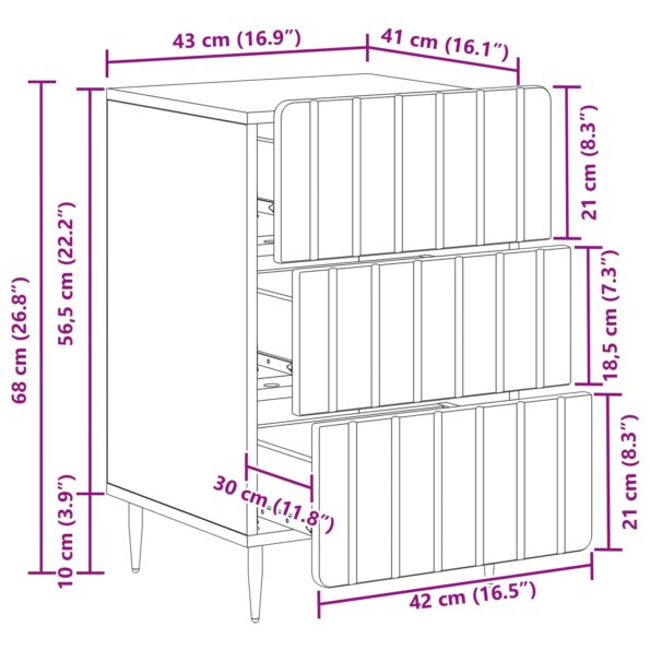 vidaXL Nočný stolík Dymový dub 43x 41 x 68 cm Kompozitné drevo – Obrázok 9