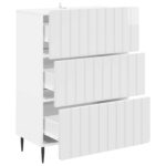 vidaXL Zásuvkový kabinet Biela s vysokým leskom 66 x 34,5 x 92 cm – Obrázok 3