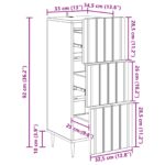 vidaXL Zásuvkový kabinet Betónovo sivá 33 x 34,5 x 92 cm – Obrázok 9