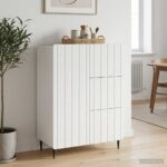 vidaXL Servírovacia skriňa Biela 66 x 34,5 x 91,5 cm Kompozitné drevo – Obrázok 4