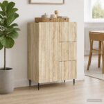 vidaXL Servírovacia skriňa so zásuvkou Dub sonoma 66 x 34,5 x 91,5 cm
