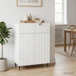 vidaXL Servírovacia skriňa Biela 66 x 34,5 x 92 cm Kompozitné drevo – Obrázok 4