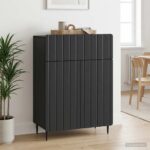 vidaXL Servírovacia skriňa Čierna 66 x 34,5 x 92 cm Kompozitné drevo – Obrázok 4