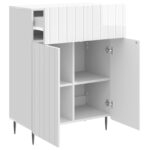 vidaXL Servírovacia skriňa Biela s vysokým leskom 66 x 34,5 x 92 cm – Obrázok 5