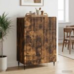 vidaXL Servírovacia skriňa so zásuvkou Dymový dub 66 x 34,5 x 92 cm