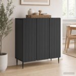 vidaXL Servírovacia skriňa Čierna 89 x 34,5 x 82 cm Kompozitné drevo – Obrázok 4