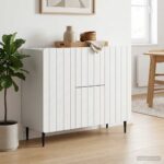 vidaXL Servírovacia skriňa Biela 89 x 34,5 x 62 cm Kompozitné drevo – Obrázok 4