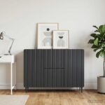 vidaXL Servírovacia skriňa Čierna 89 x 34,5 x 62 cm Kompozitné drevo – Obrázok 4