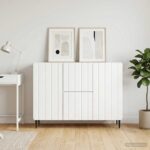 vidaXL Servírovacia skriňa Biela s vysokým leskom 89 x 34,5 x 62 cm