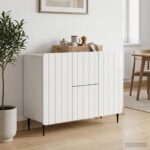 vidaXL Servírovacia skriňa Biela s vysokým leskom 89 x 34,5 x 62 cm – Obrázok 4