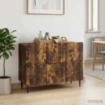 vidaXL Servírovacia skriňa so zásuvkou Dymový dub 89 x 34,5 x 62 cm – Obrázok 4
