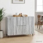 vidaXL Servírovacia skriňa so zásuvkou Sivá sonoma 89 x 34,5 x 62 cm – Obrázok 4