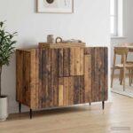 vidaXL Servírovacia skriňa so zásuvkou Staré drevo 89 x 34,5 x 62 cm