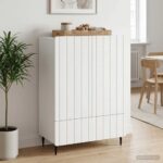 vidaXL Servírovacia skriňa Biela 66 x 34,5 x 97 cm Kompozitné drevo – Obrázok 3