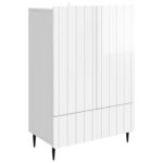 vidaXL Servírovacia skriňa Biela s vysokým leskom 66 x 34,5 x 97 cm – Obrázok 2