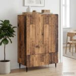vidaXL Servírovacia skriňa so zásuvkou Staré drevo 66 x 34,5 x 97 cm – Obrázok 3