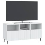 vidaXL TV skrinka Biela 102 x 34,5 x 50 cm Kompozitné drevo – Obrázok 3