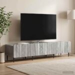 vidaXL TV skrinka Sivá sonoma 147 x 34,5 x 32 cm Kompozitné drevo – Obrázok 4