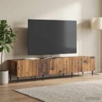vidaXL TV skrinka Staré drevo 147 x 34,5 x 32 cm Kompozitné drevo – Obrázok 4