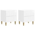 vidaXL Nočný stolík 2 pcs Biela s vysokým leskom 43 x 34,5 x 48 cm