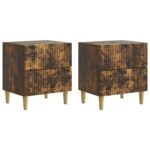 vidaXL Nočný stolík so zásuvkou 2 pcs Dymový dub 43 x 34,5 x 48 cm