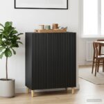 vidaXL Servírovacia skriňa Čierna 66 x 34,5 x 90 cm Kompozitné drevo
