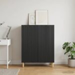 vidaXL Servírovacia skriňa Čierna 66 x 34,5 x 90 cm Kompozitné drevo – Obrázok 4