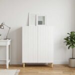 vidaXL Servírovacia skriňa Biela s vysokým leskom 66 x 34,5 x 90 cm
