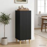 vidaXL Servírovacia skriňa Čierna 33 x 34,5 x 90 cm Kompozitné drevo