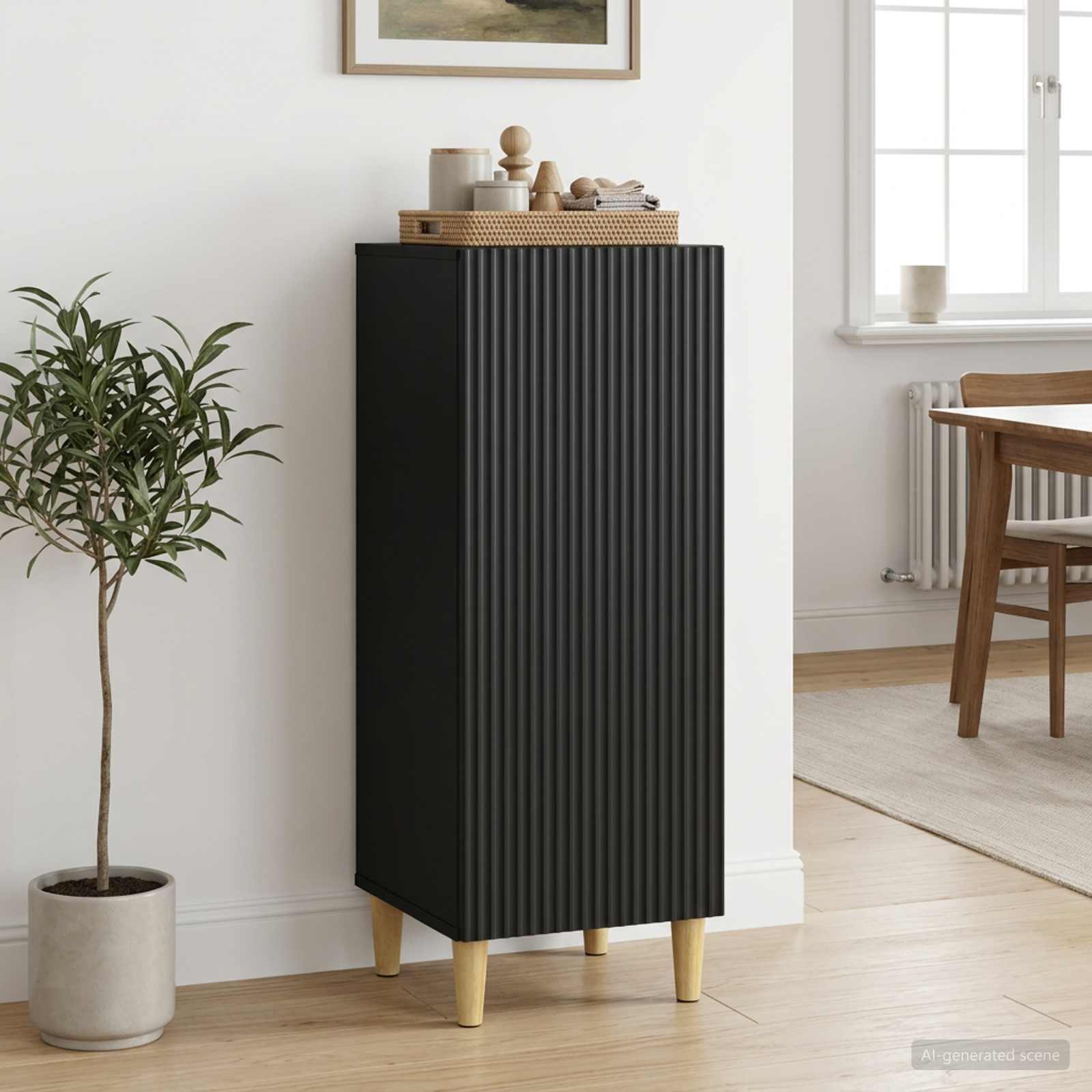 894596_1.jpg vidaXL Servírovacia skriňa Čierna 33 x 34,5 x 90 cm Kompozitné drevo – Obrázok 1