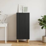vidaXL Servírovacia skriňa Čierna 33 x 34,5 x 90 cm Kompozitné drevo – Obrázok 4