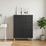 vidaXL Servírovacia skriňa Čierna 66 x 34,5 x 90 cm Kompozitné drevo