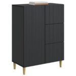 vidaXL Servírovacia skriňa Čierna 66 x 34,5 x 90 cm Kompozitné drevo – Obrázok 3