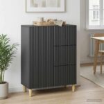 vidaXL Servírovacia skriňa Čierna 66 x 34,5 x 90 cm Kompozitné drevo – Obrázok 4