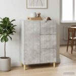 vidaXL Servírovacia skriňa so zásuvkou Betónovo sivá 66 x 34,5 x 90 cm – Obrázok 4