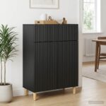 vidaXL Servírovacia skriňa Čierna 66 x 34,5 x 90 cm Kompozitné drevo