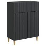vidaXL Servírovacia skriňa Čierna 66 x 34,5 x 90 cm Kompozitné drevo – Obrázok 2