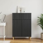 vidaXL Servírovacia skriňa Čierna 66 x 34,5 x 90 cm Kompozitné drevo – Obrázok 4