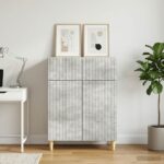vidaXL Servírovacia skriňa so zásuvkou Betónovo sivá 66 x 34,5 x 90 cm – Obrázok 4