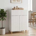 vidaXL Servírovacia skriňa Biela s vysokým leskom 66 x 34,5 x 90 cm – Obrázok 4